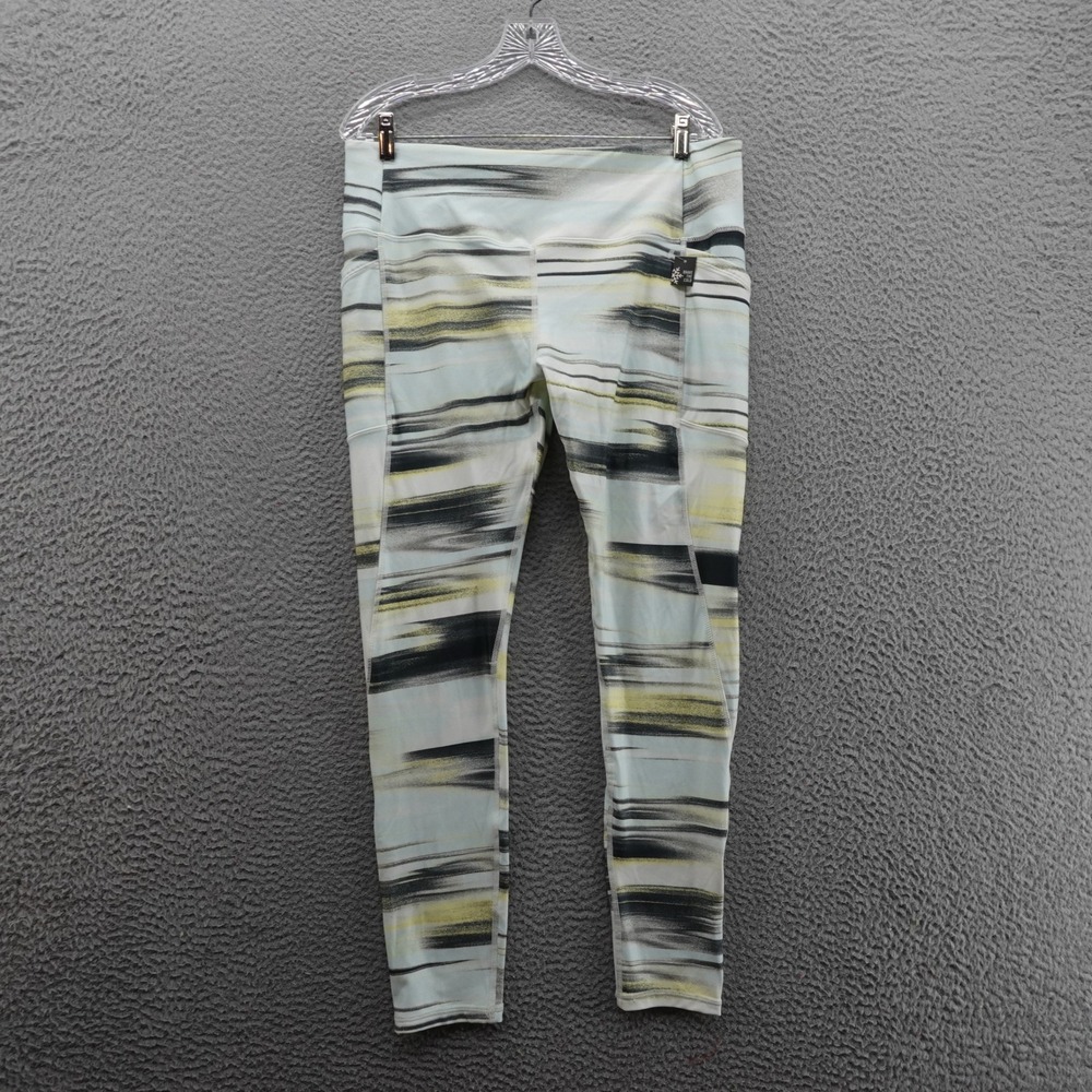 DSG Cold Weather Compression Legging Size XL Linear Glare Green White Womens NWT